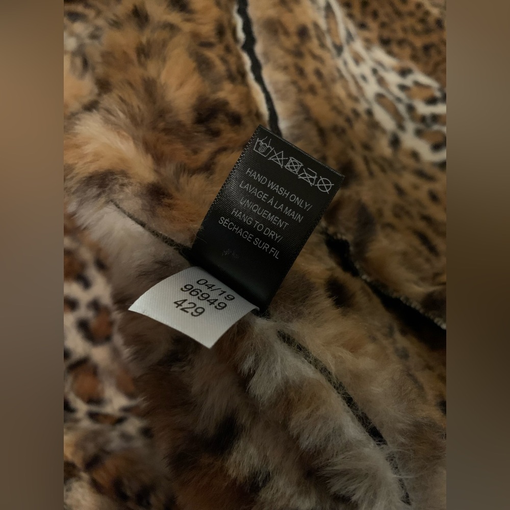 Sam Edelman Black Faux Leather Jacket with Leopard Trim - Picture 8 of 10